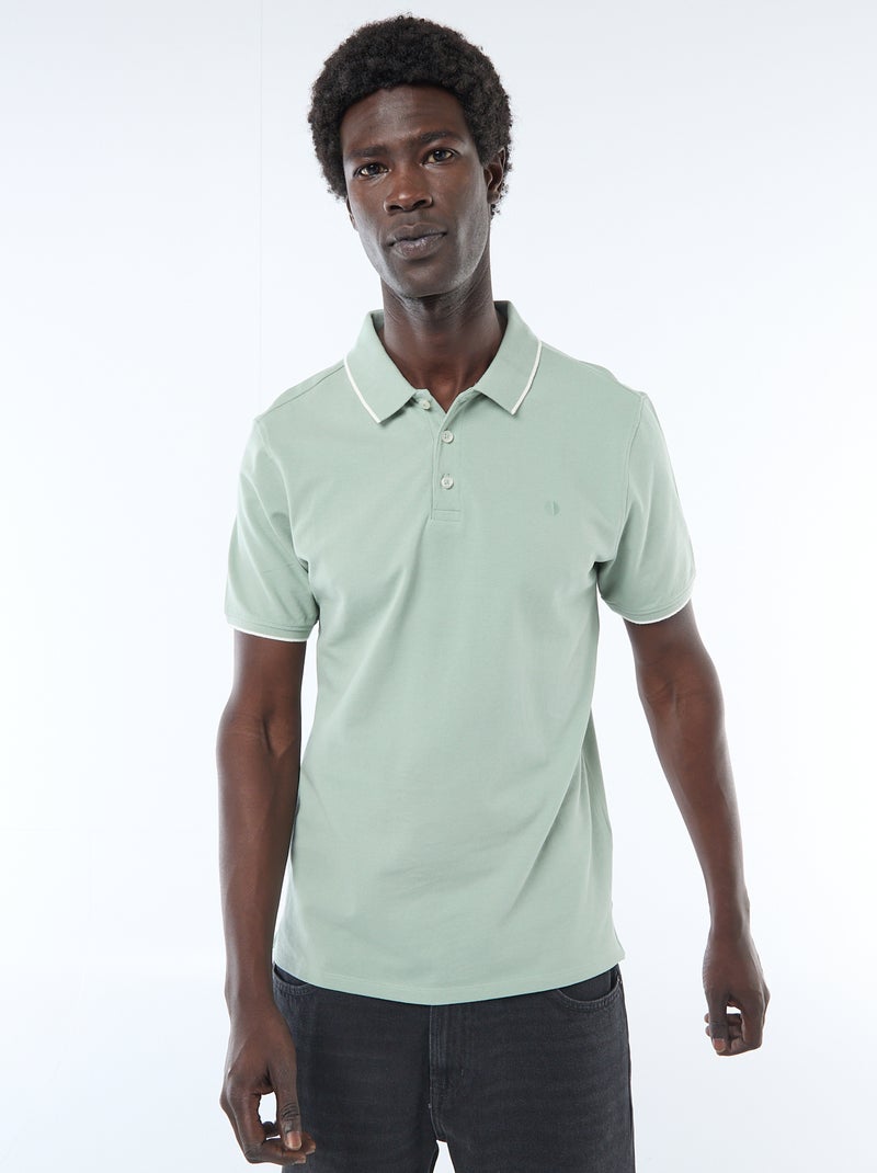 Polo em piqué de algodão Verde - Kiabi
