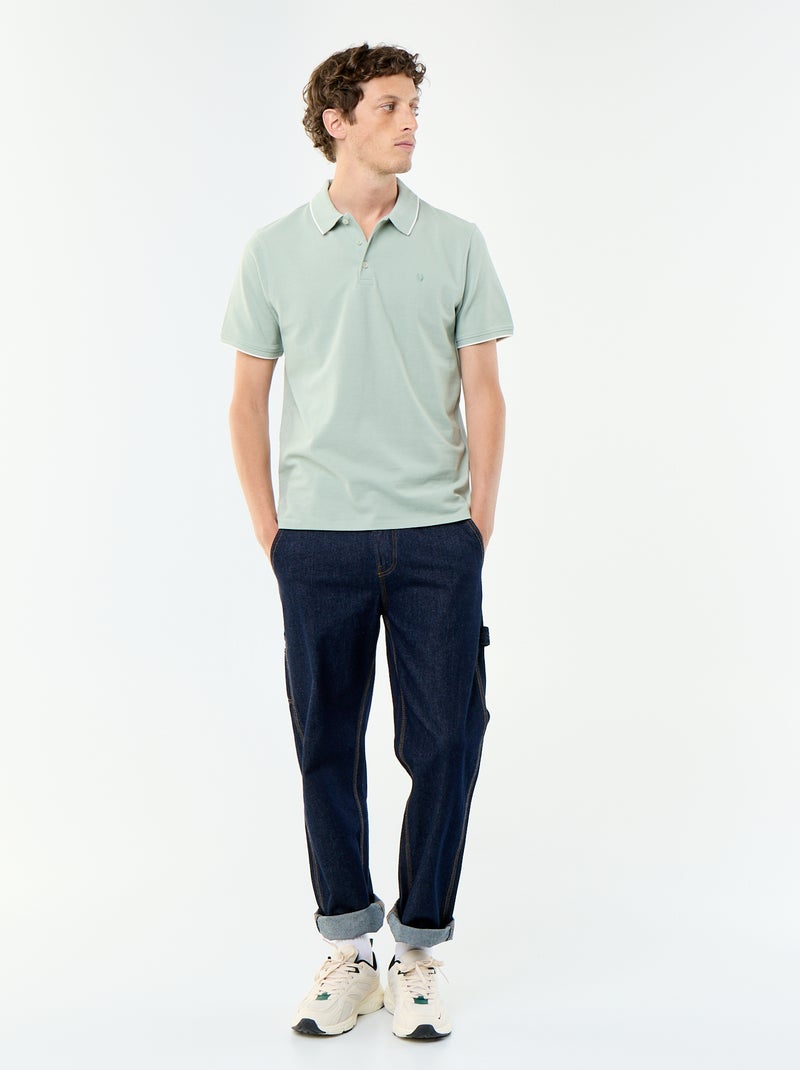 Polo em piqué de algodão Verde - Kiabi
