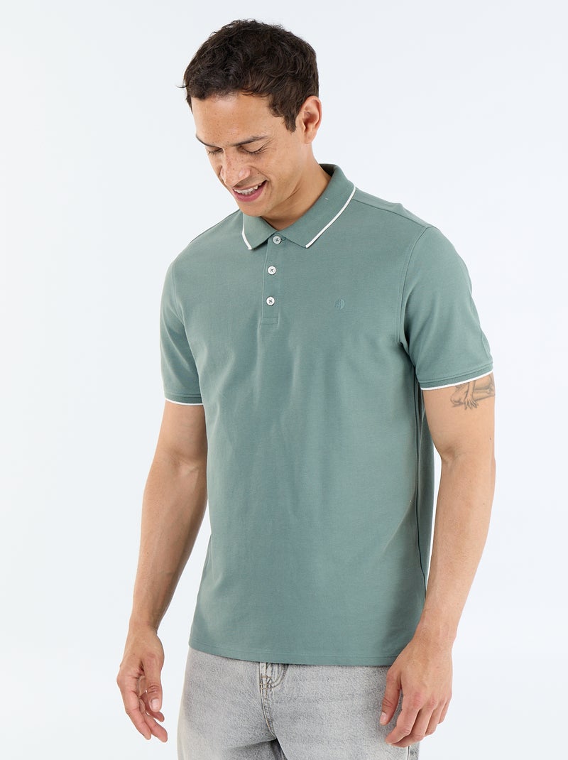 Polo em piqué de algodão Verde - Kiabi