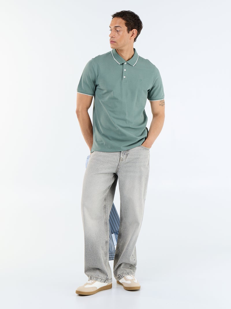 Polo em piqué de algodão Verde - Kiabi