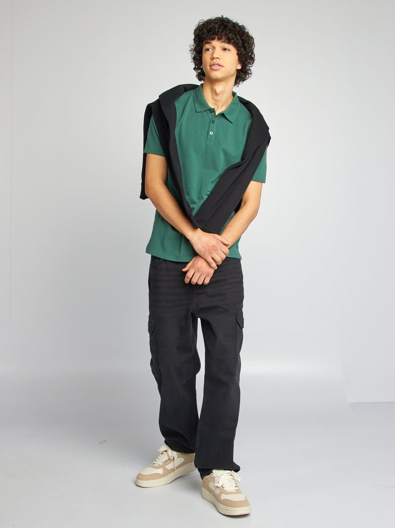 Polo em piqué de algodão VERDE - Kiabi