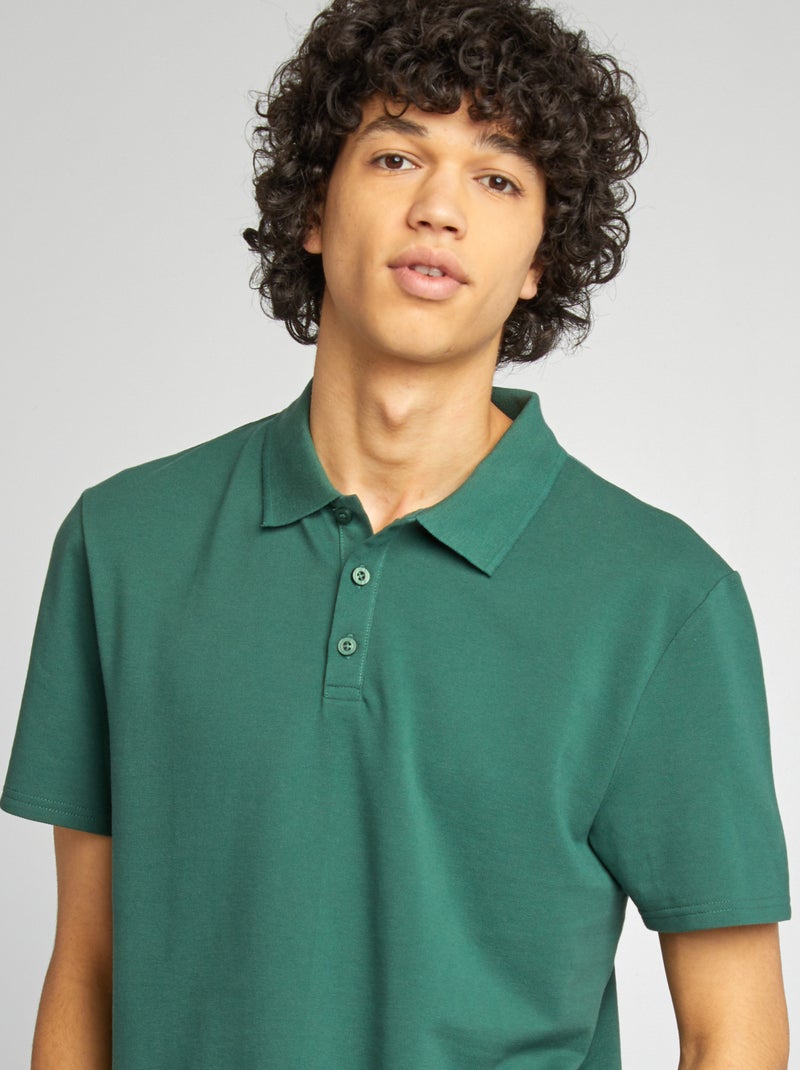 Polo em piqué de algodão VERDE - Kiabi