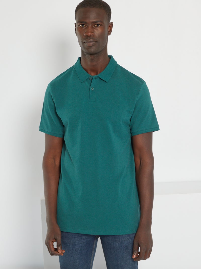 Polo em piqué de algodão VERDE - Kiabi