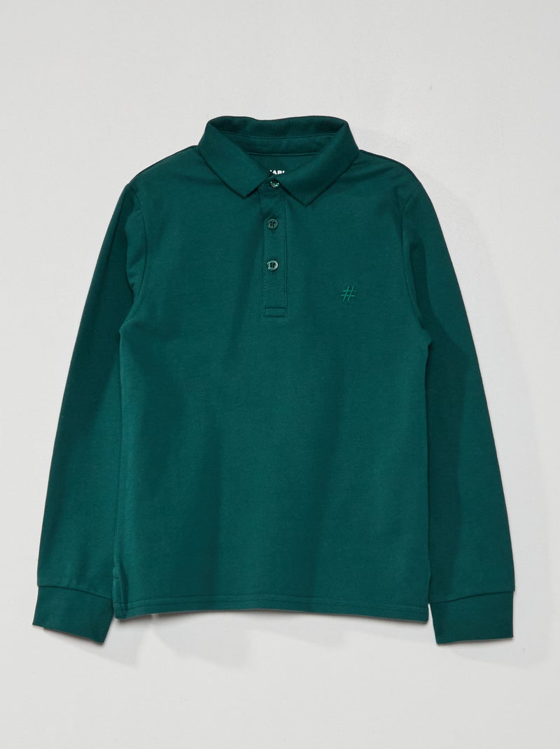 Polo em piqué de algodão VERDE - Kiabi