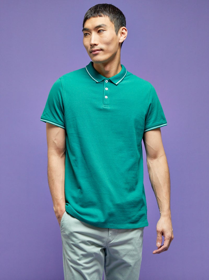 Polo em piqué de algodão VERDE - Kiabi