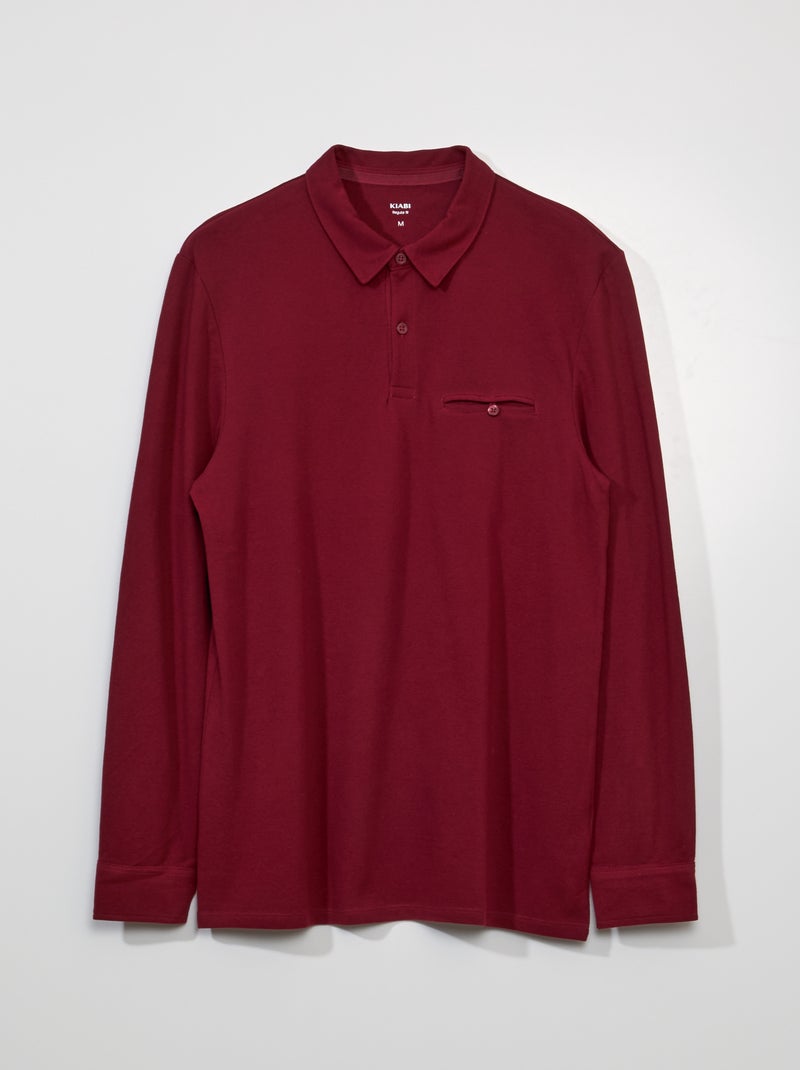 Polo em piqué de algodão VERMELHO - Kiabi