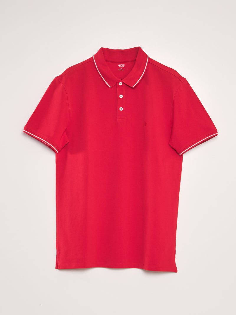 Polo em piqué de algodão VERMELHO - Kiabi