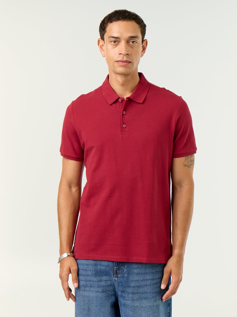 Polo em piqué de algodão Vermelho - Kiabi