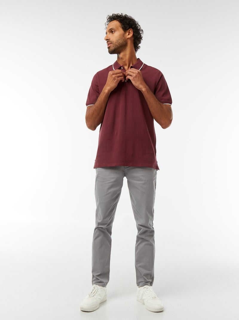 Polo em piqué de algodão Vermelho - Kiabi