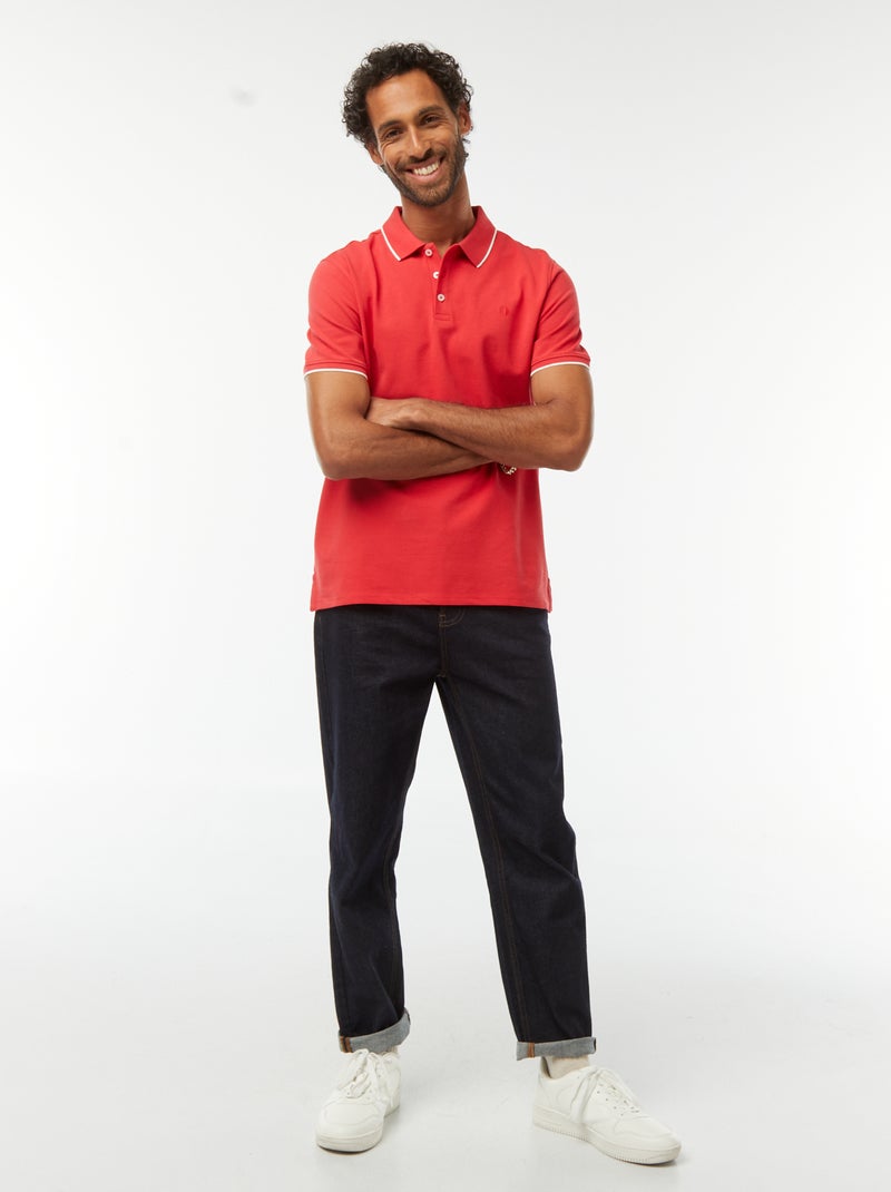Polo em piqué de algodão Vermelho - Kiabi