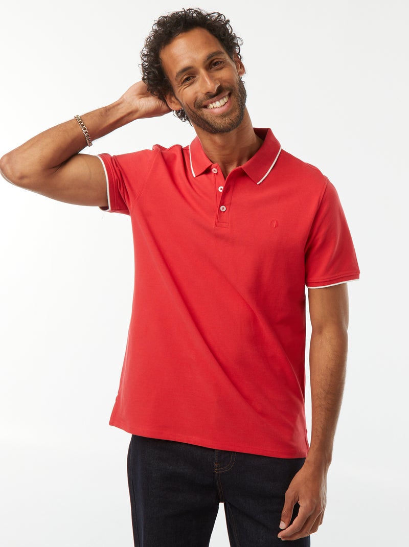 Polo em piqué de algodão Vermelho - Kiabi