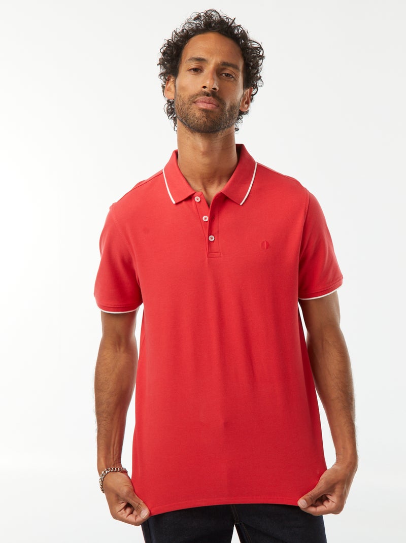 Polo em piqué de algodão Vermelho - Kiabi
