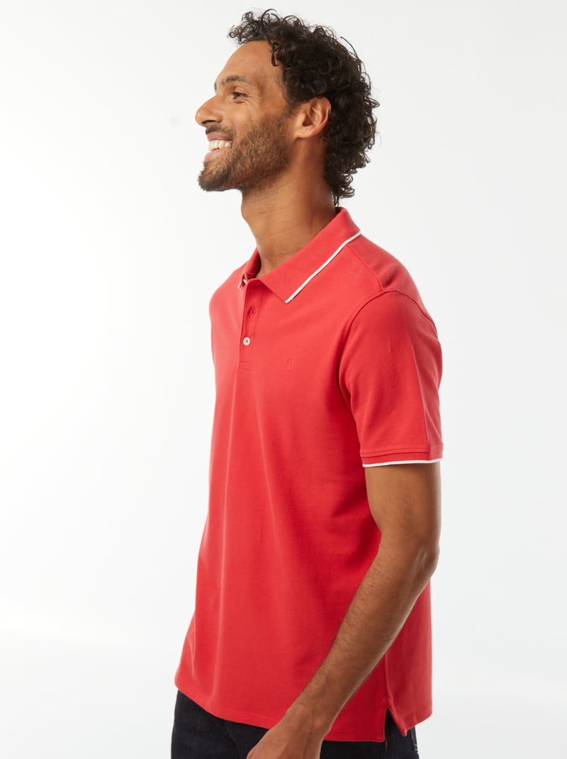 Polo em piqué de algodão Vermelho - Kiabi