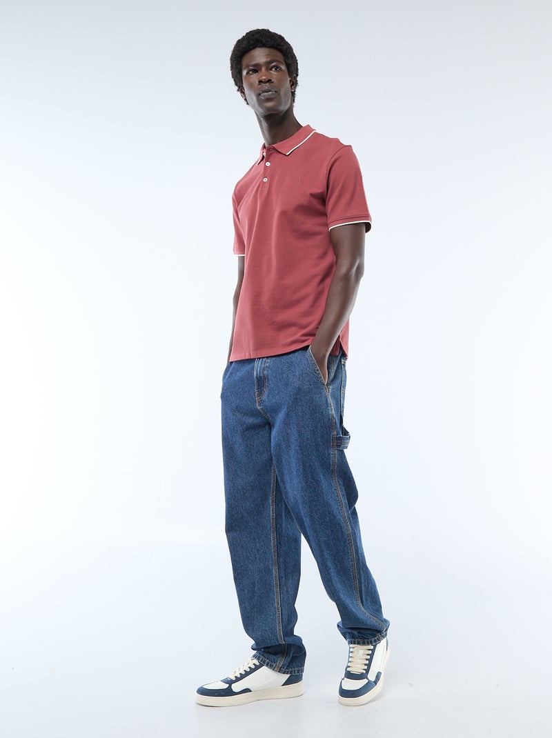 Polo em piqué de algodão Vermelho - Kiabi
