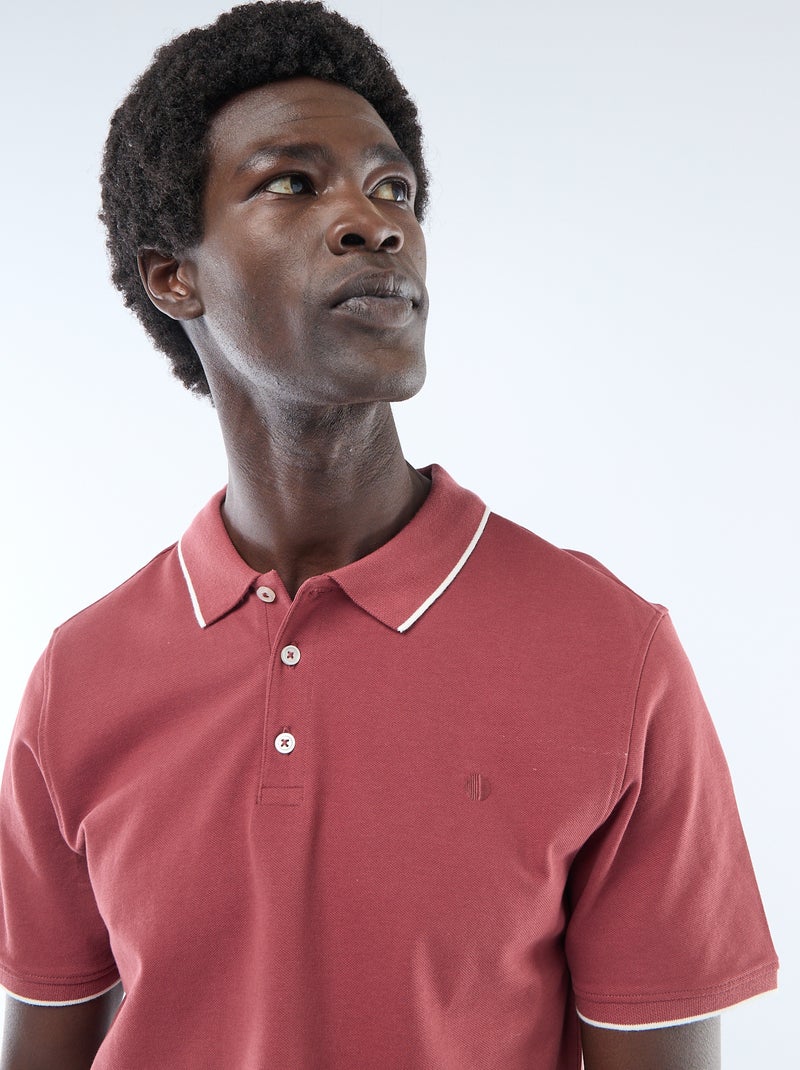 Polo em piqué de algodão Vermelho - Kiabi