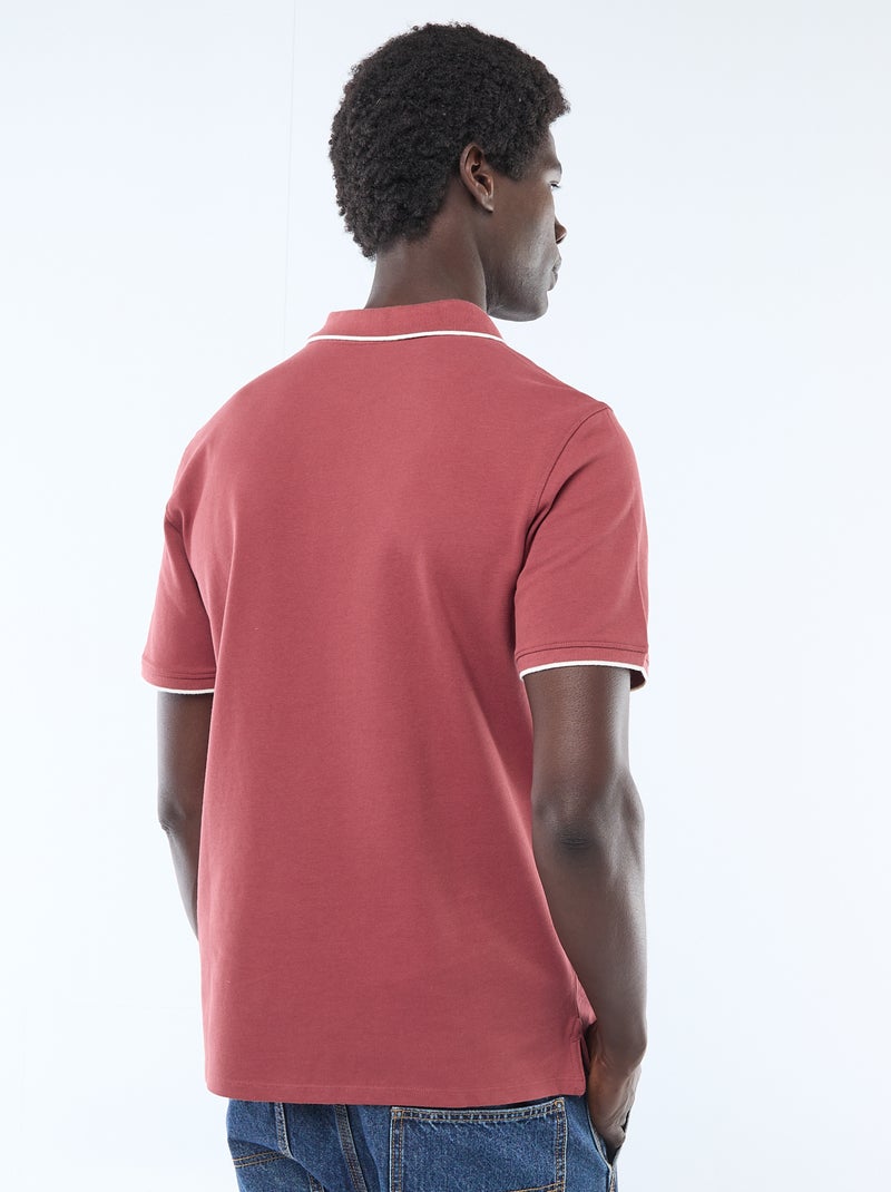 Polo em piqué de algodão Vermelho - Kiabi
