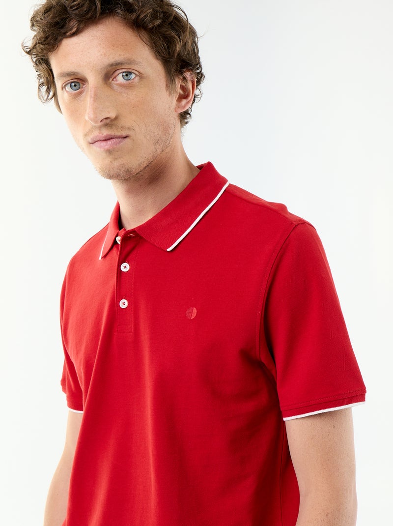 Polo em piqué de algodão Vermelho - Kiabi
