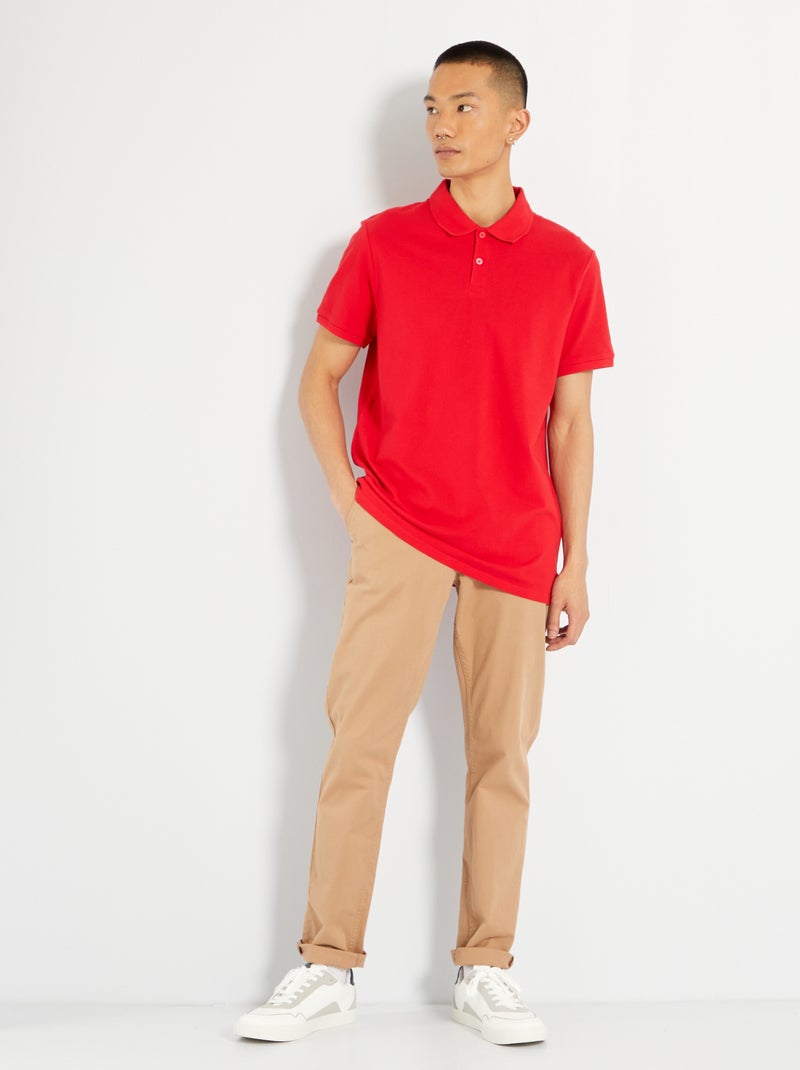 Polo em piqué de algodão Vermelho Mesclado - Kiabi