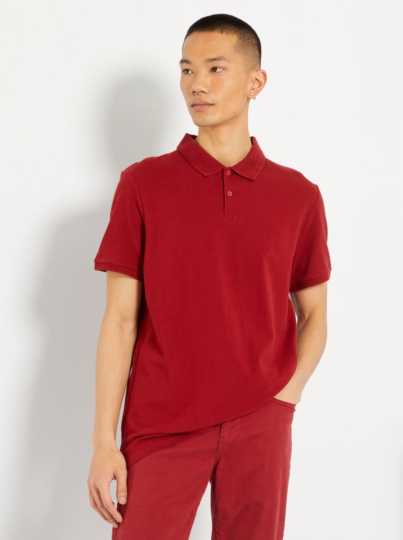 Polo em piqué de algodão VERMELHO - Kiabi