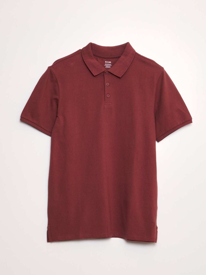 Polo em piqué de algodão VERMELHO - Kiabi