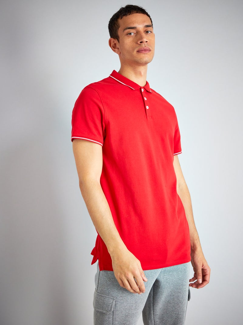 Polo em piqué de algodão VERMELHO - Kiabi