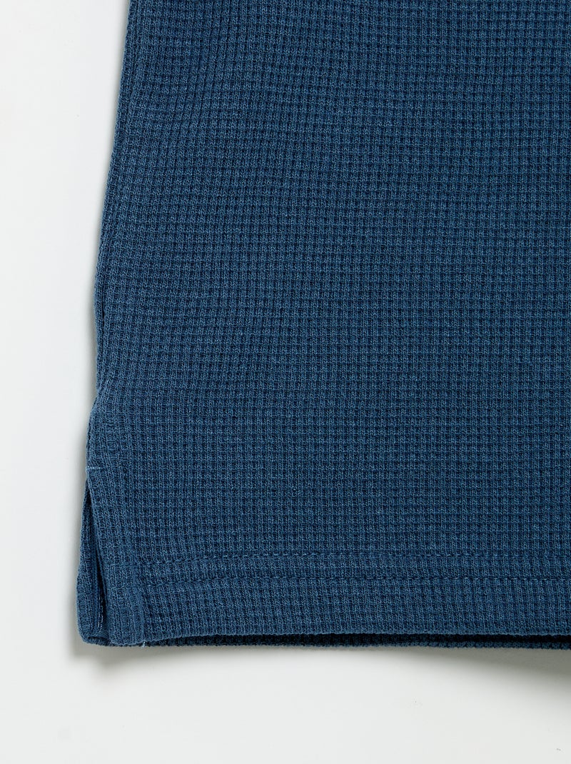 Polo em tecido de favo de mel Azul - Kiabi