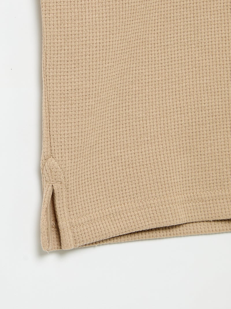 Polo em tecido de favo de mel Beige - Kiabi