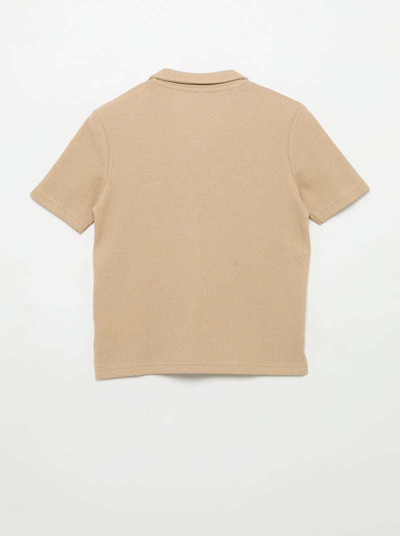 Polo em tecido de favo de mel Beige - Kiabi