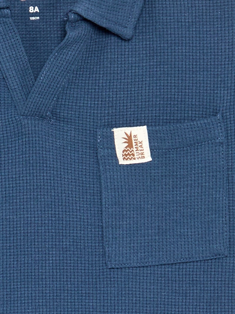 Polo em tecido de favo de mel Branco - Kiabi