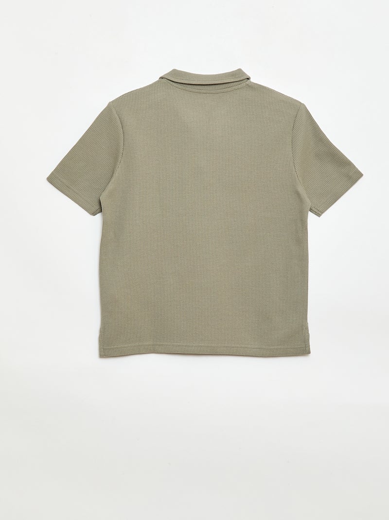 Polo em tecido de favo de mel Verde - Kiabi