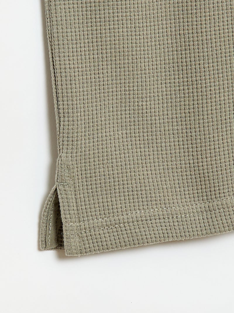 Polo em tecido de favo de mel Verde - Kiabi