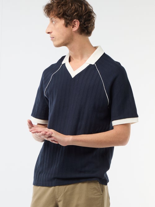 Polo em tecido fantasia com gola polo sem botões - Kiabi