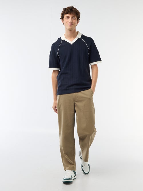 Polo em tecido fantasia com gola polo sem botões - Kiabi