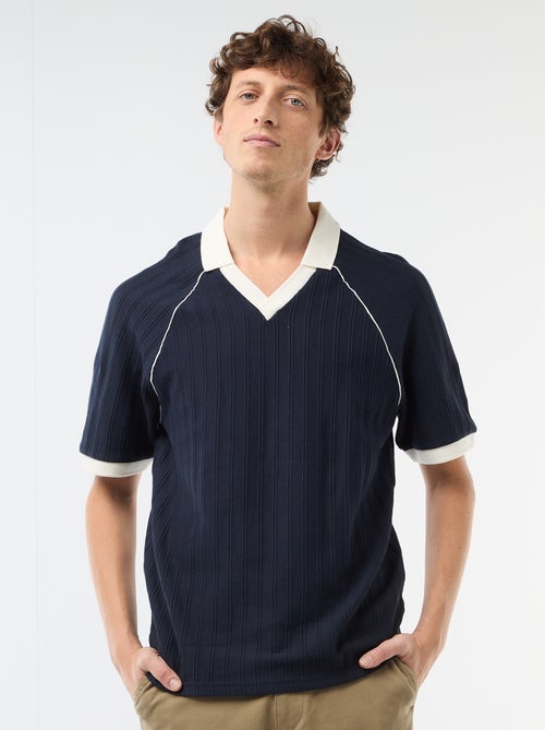 Polo em tecido fantasia com gola polo sem botões - Kiabi