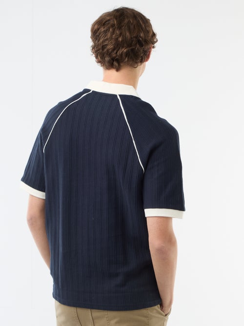 Polo em tecido fantasia com gola polo sem botões - Kiabi