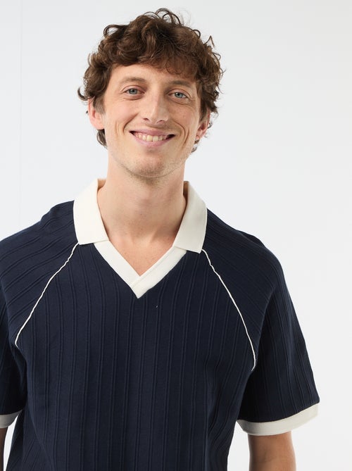 Polo em tecido fantasia com gola polo sem botões - Kiabi