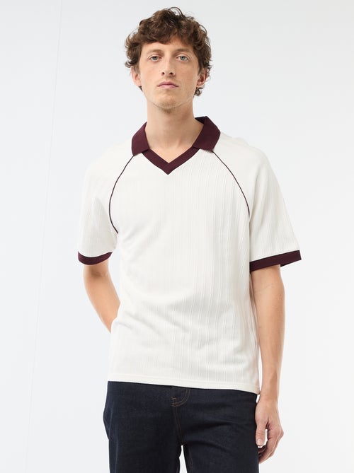 Polo em tecido fantasia com gola polo sem botões - Kiabi