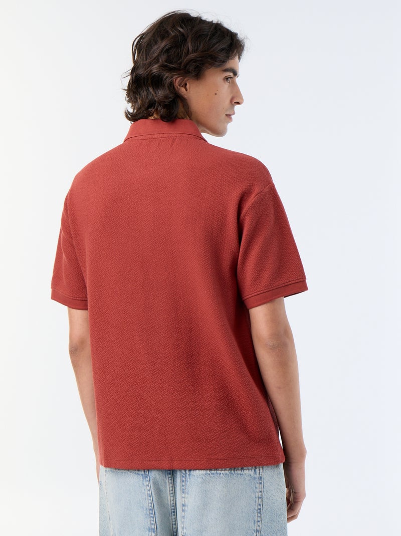 Polo em tecido fantasia de manga curta Vermelho - Kiabi