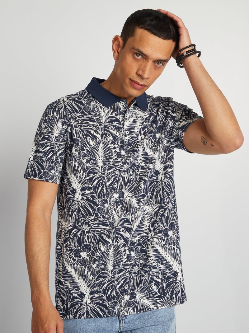 Polo estampado AZUL - Kiabi