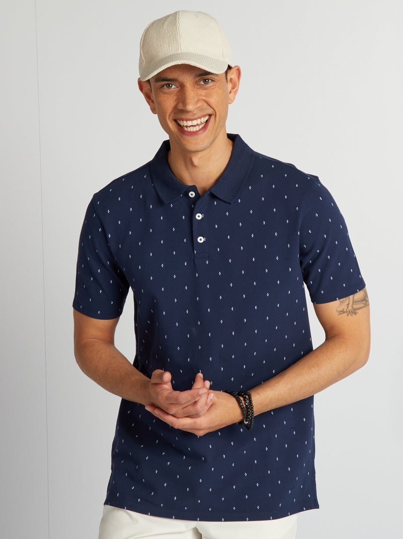 Polo estampado AZUL - Kiabi