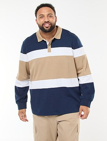 Polo estilo color block de mangas compridas