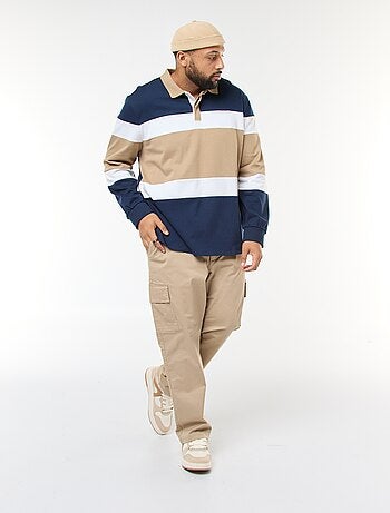 Polo estilo color block de mangas compridas