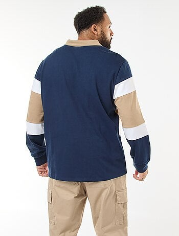 Polo estilo color block de mangas compridas