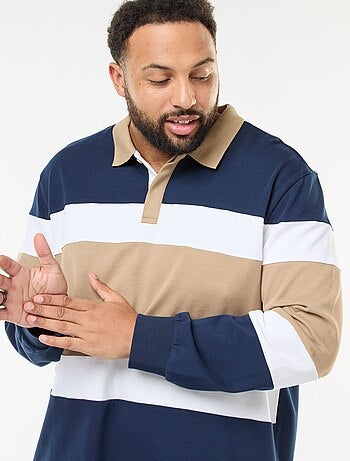 Polo estilo color block de mangas compridas