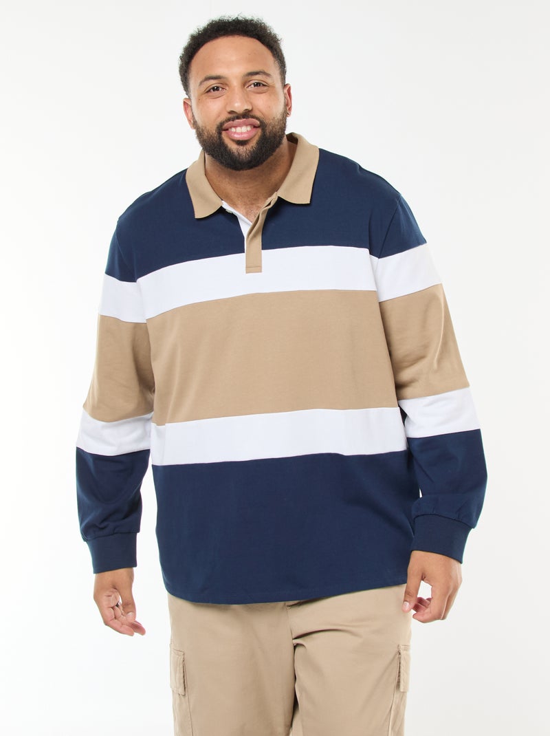 Polo estilo color block de mangas compridas Azul - Kiabi