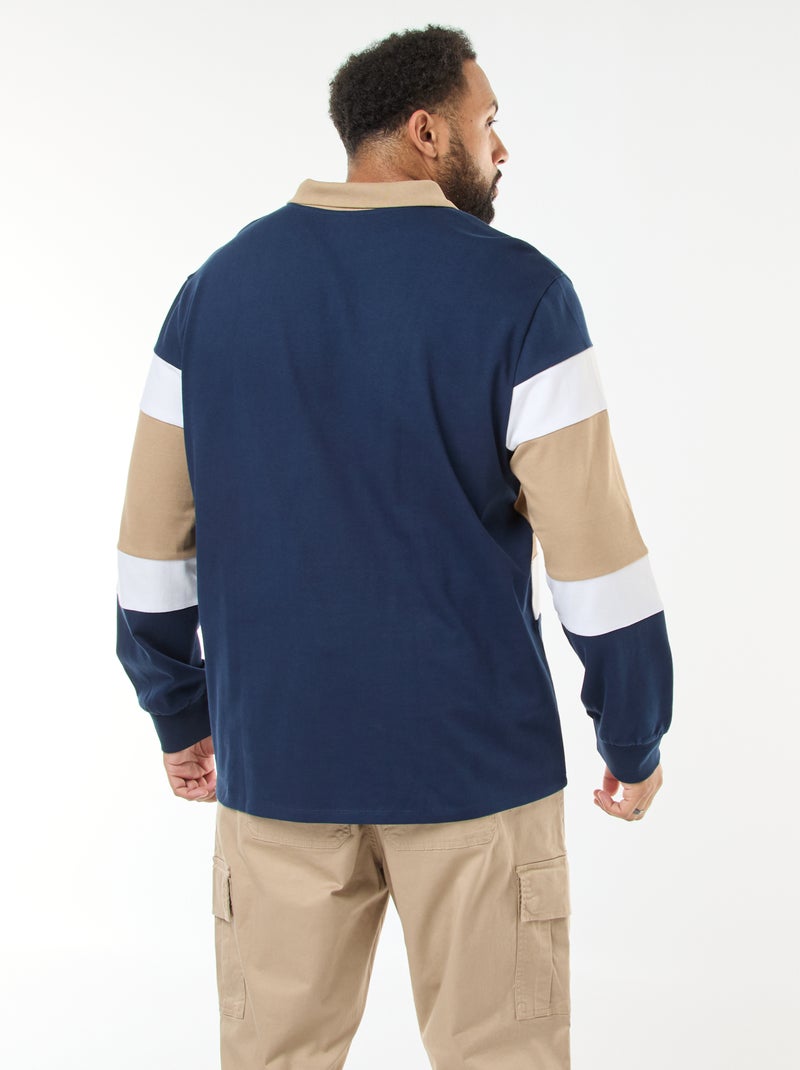 Polo estilo color block de mangas compridas Azul - Kiabi