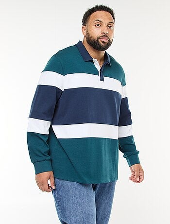 Polo estilo color block de mangas compridas