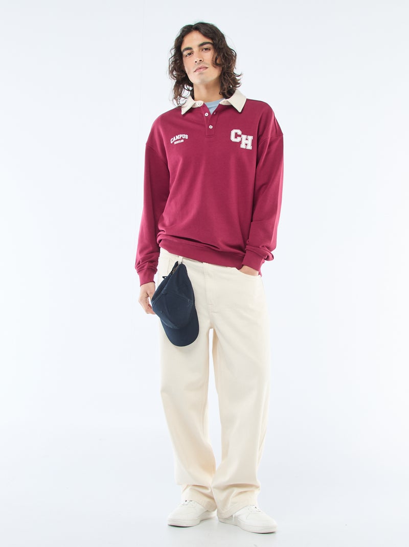 Polo estilo râguebi de mangas compridas Vermelho - Kiabi