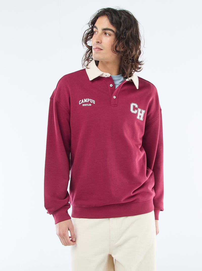 Polo estilo râguebi de mangas compridas Vermelho - Kiabi