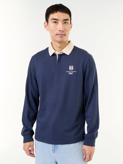 Polo estilo rugby com inscrições bordadas - Kiabi Polo estilo rugby com inscrições bordadas - Kiabi